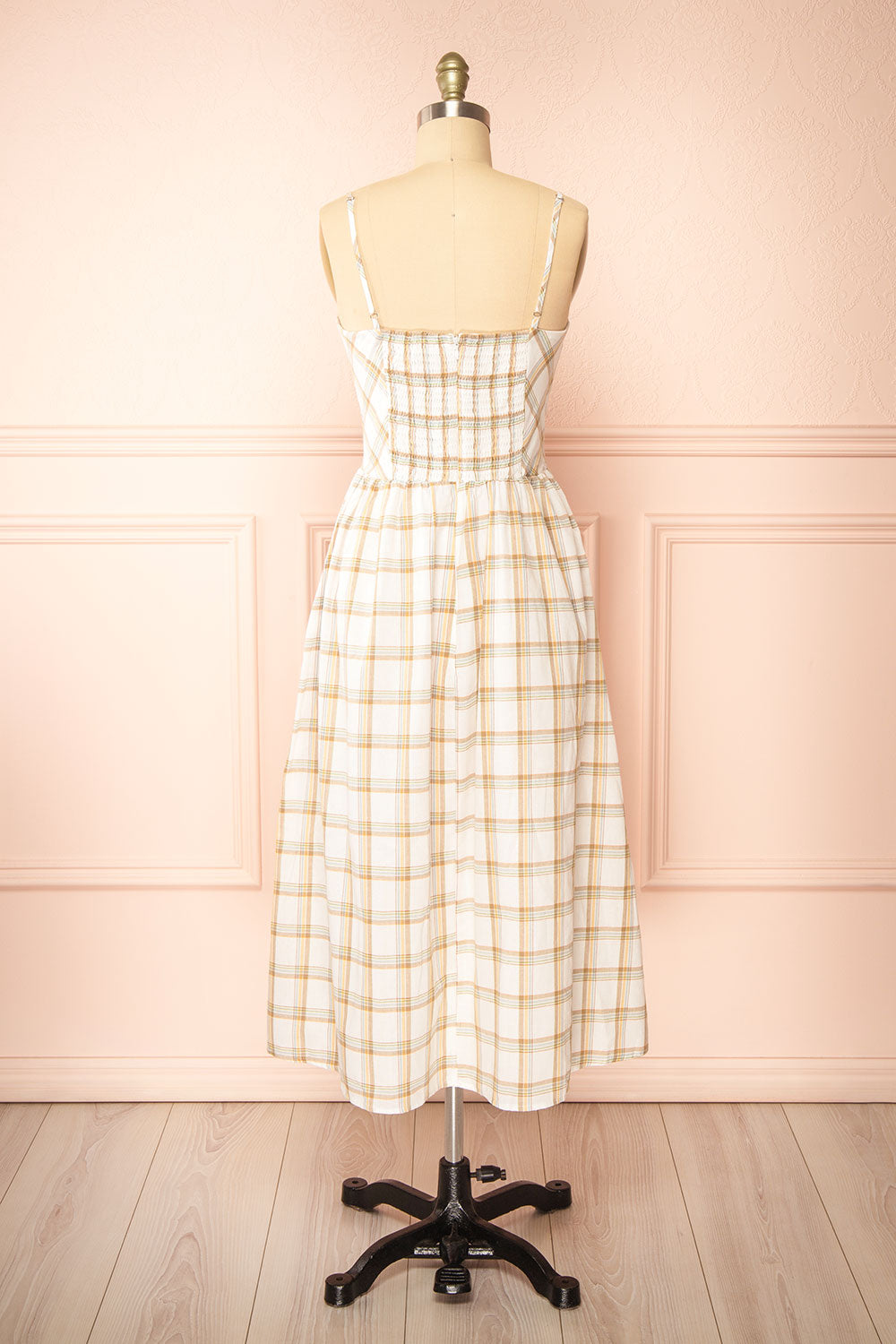 Dalonia Long Plaid Dress w/ Bows | Boutique 1861 back view