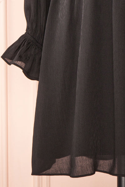 Dana Black Short Dress w/ Ruffled Neckline | Boutique 1861 bottom
