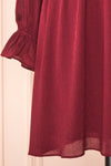 Dana Burgundy Short Dress w/ Ruffled Neckline | Boutique 1861 bottom