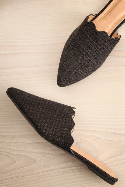 Dandiline Black Tweed Pointed-Toe Mules | La petite garçonne flat view