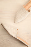 Dandiline Ivory Tweed Pointed-Toe Mules | La petite garçonne flat view