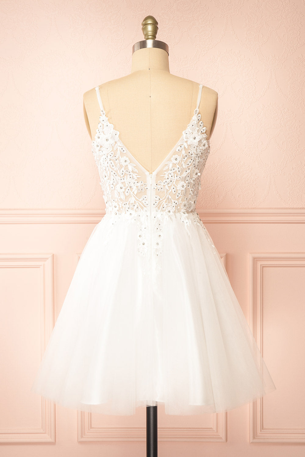 Danna | Short Sparkly White Dress w/ Embroidery
