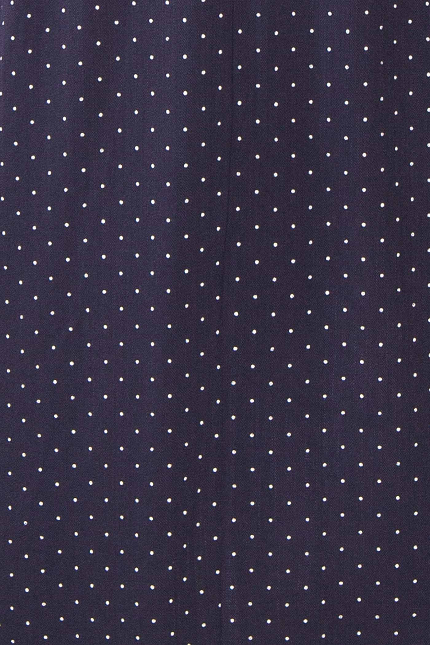 Close-up Daoren Polka Dots Navy Midi Dress with Slit at boutique 1861