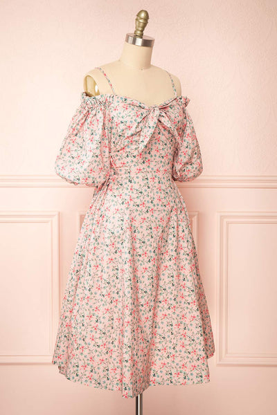 Daphnie Short Floral Dress w/ Corset Side Ties | Boutique 1861 side view