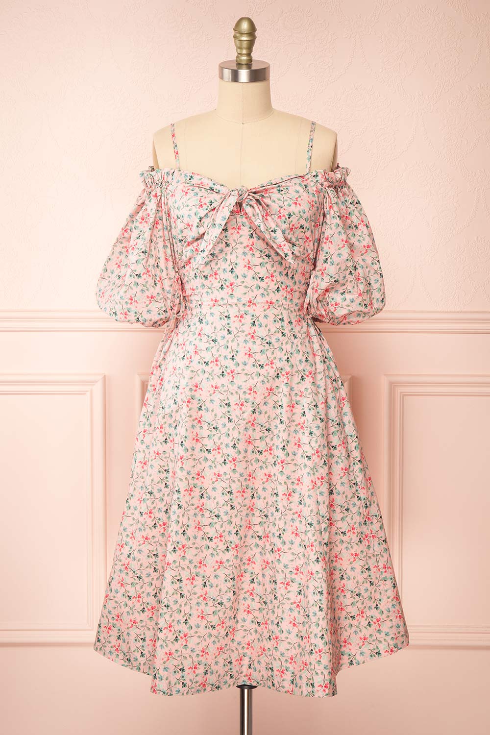 Daphnie Short Floral Dress w/ Corset Side Ties | Boutique 1861 front view