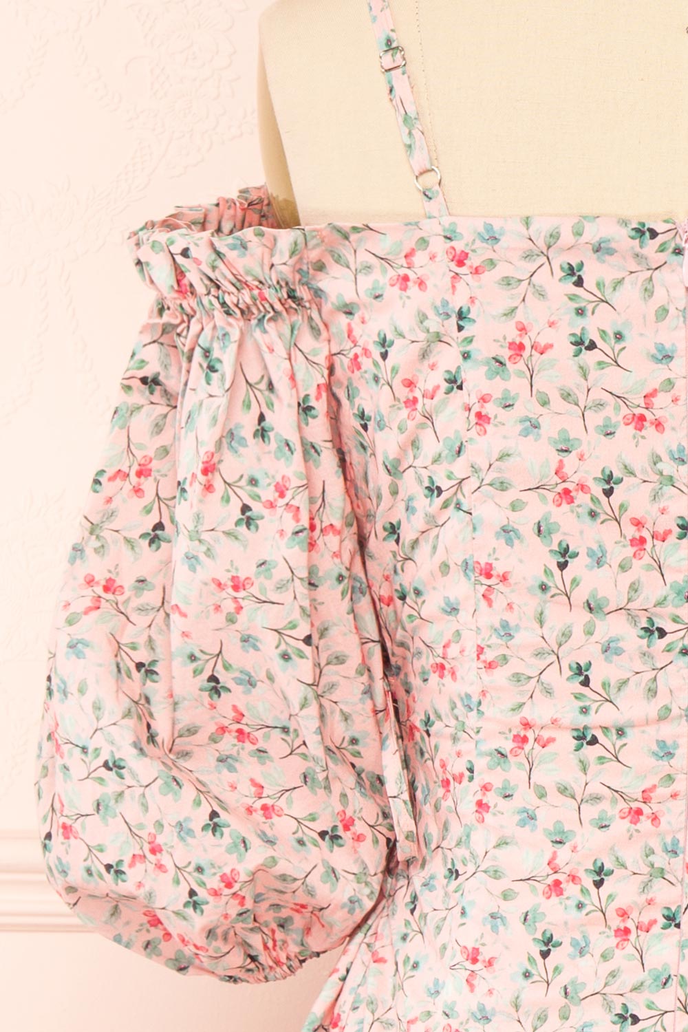 Daphnie Short Floral Dress w/ Corset Side Ties | Boutique 1861 back close-up