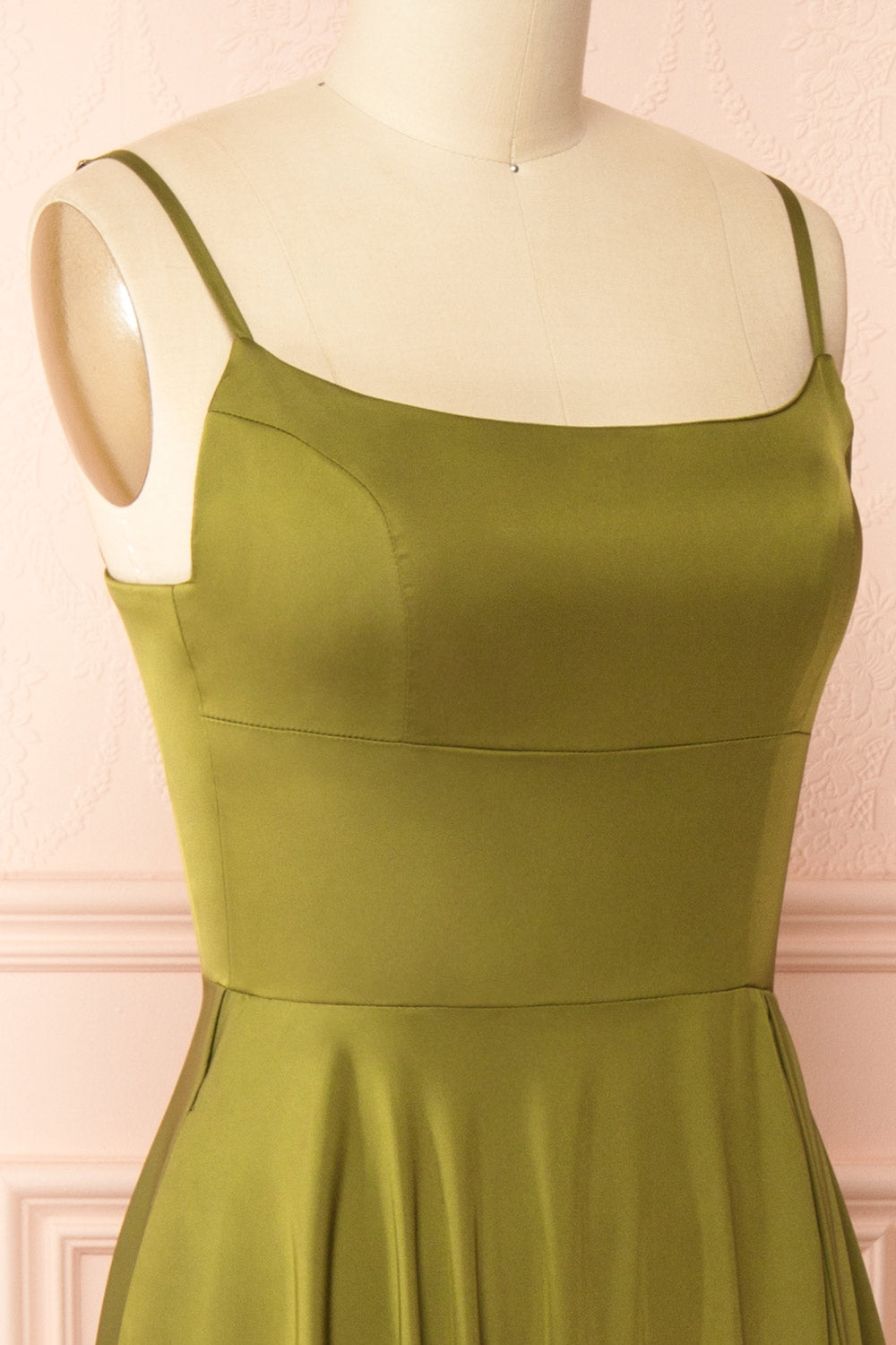 Darcy Khaki | Maxi Satin Dress with Slit