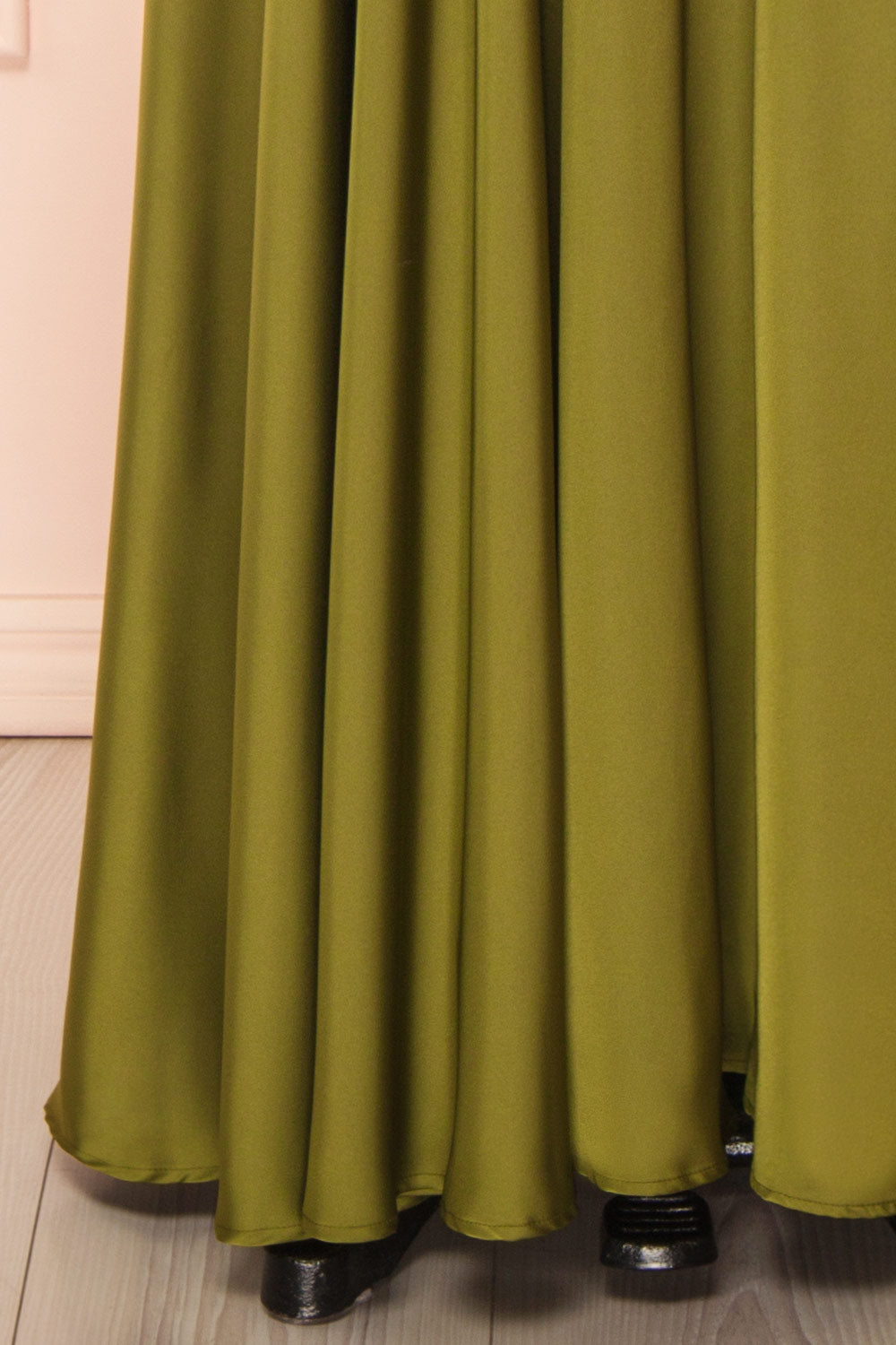 Darcy Khaki | Maxi Satin Dress with Slit