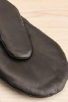Dahron Black Faux Leather Mittens w/ Sherpa Lining close-up