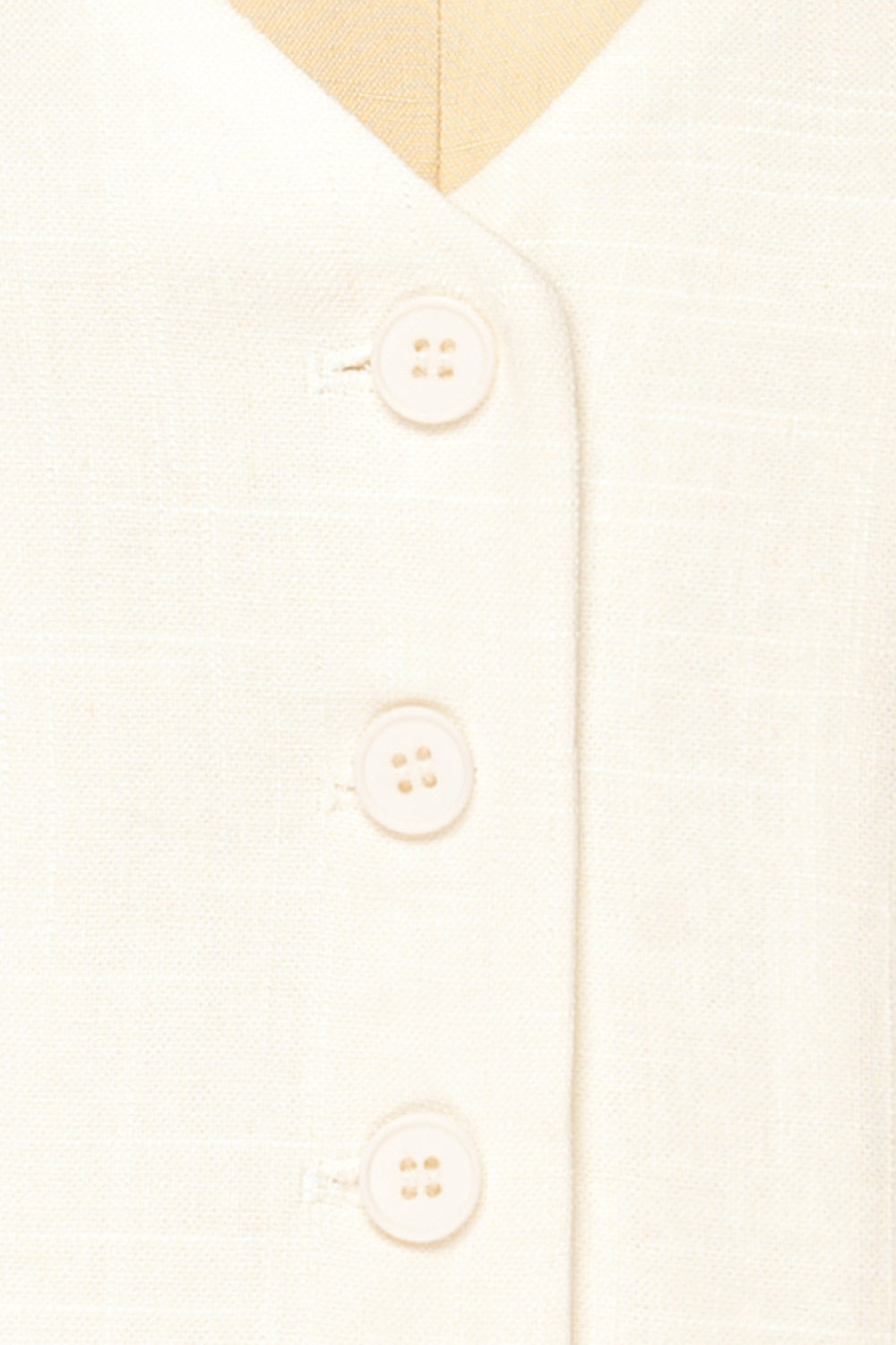 Darien Sleeveless Linen Ivory Vest | La petite garçonne  fabric 