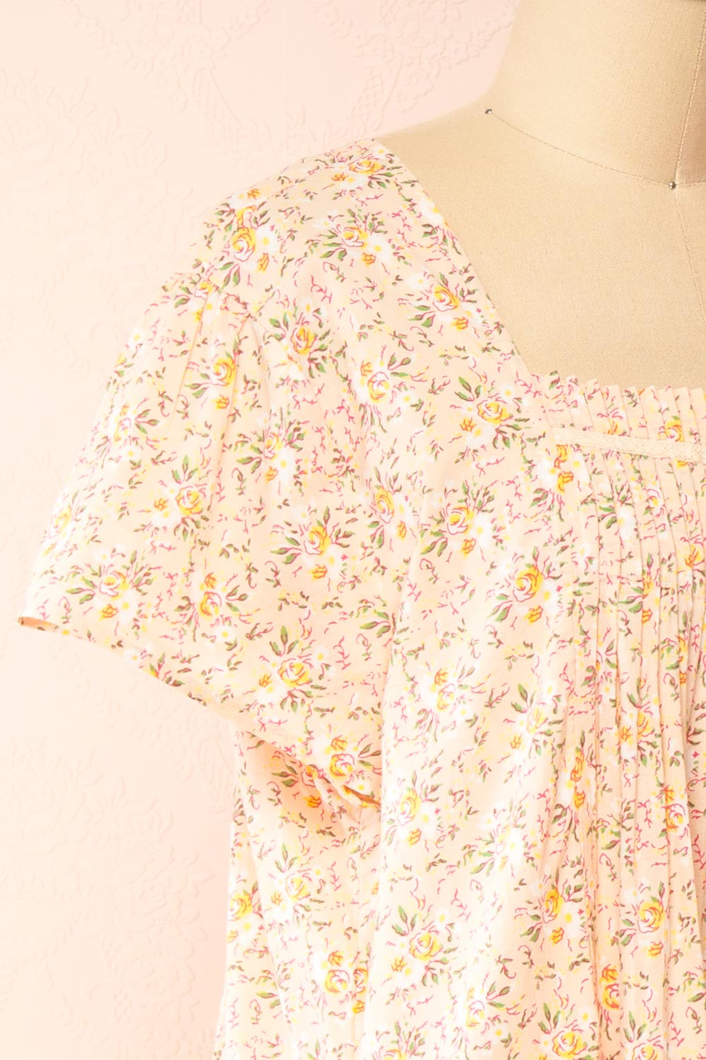 Darla Floral Pink Night Gown w/ Pockets | Boutique 1861  side