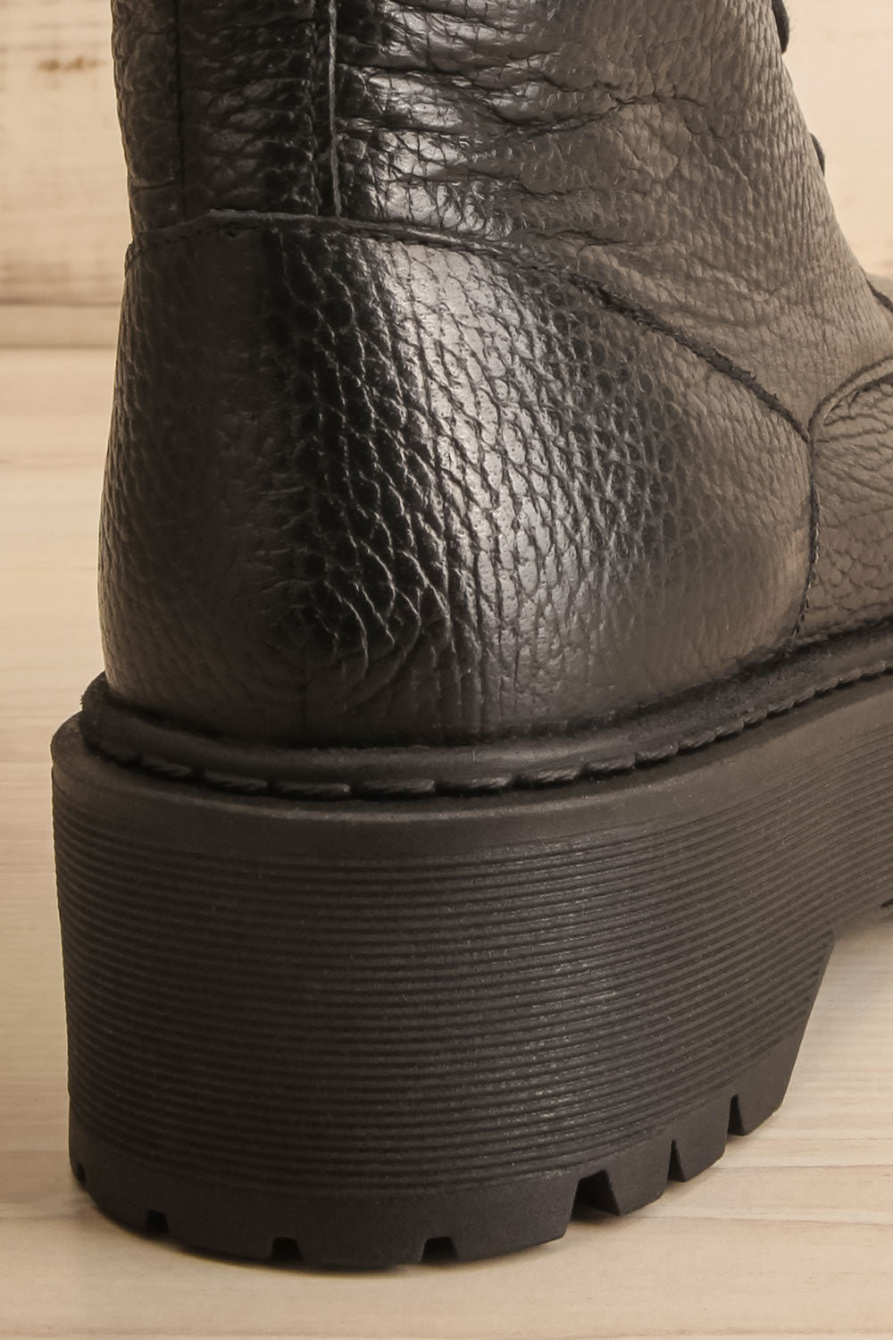 Darre Black Leather Platform Boots | La petite garçonne back