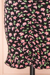 Darva Black Floral Ruched Short Dress | Boutique 1861  bottom