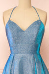Darya Blue Sparkly Maxi Dress w/ Laced Back |  Boutique 1861 front