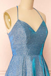 Darya Blue Sparkly Maxi Dress w/ Laced Back |  Boutique 1861 side