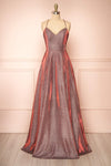Darya Burgundy Sparkly Maxi Dress w/ Laced Back |  Boutique 1861 front view