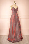 Darya Burgundy Sparkly Maxi Dress w/ Laced Back |  Boutique 1861 side view