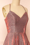Darya Burgundy Sparkly Maxi Dress w/ Laced Back |  Boutique 1861 side