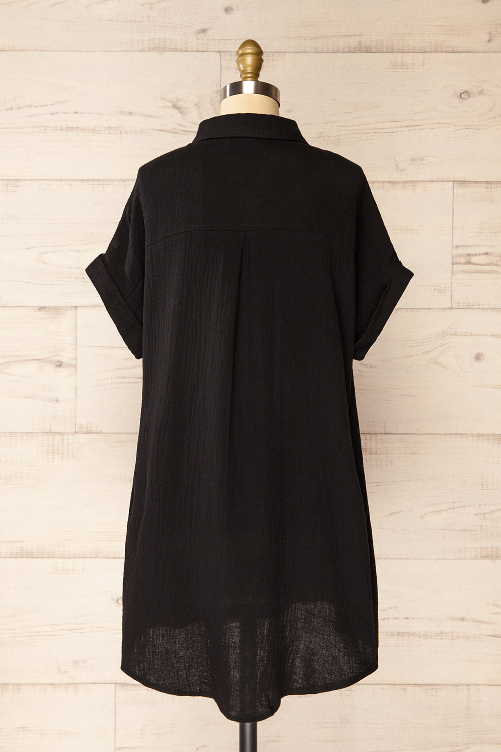 Davao Black Short Oversized Shirt Dress | La petite garçonne back view