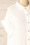 Davao Ivory Short Oversized Shirt Dress | La petite garçonne  side close-up