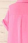 Davao Pink Short Oversized Shirt Dress | La petite garçonne back close-up