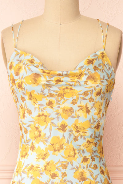Dayna Cowl Neck Floral Midi Dress | Boutique 1861 front close-up