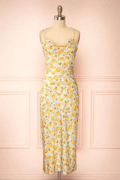 Dayna Cowl Neck Floral Midi Dress | Boutique 1861 front view
