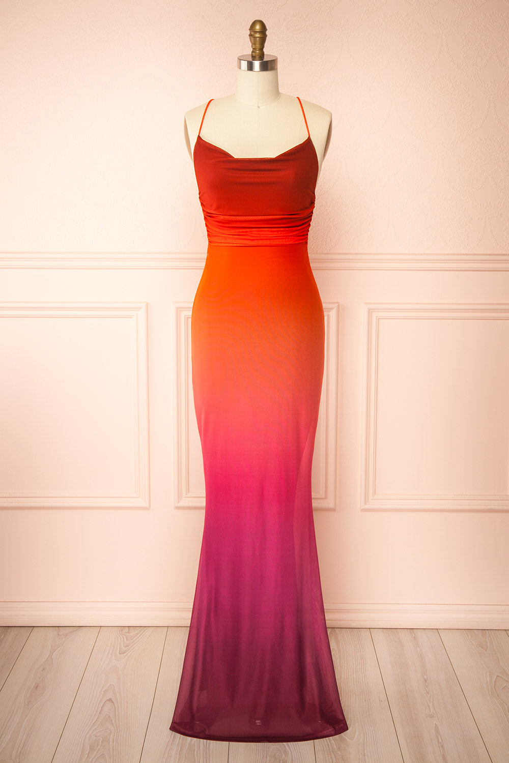 Daytona Ombre Fitted Mesh Maxi Dress | Boutique 1861 front view