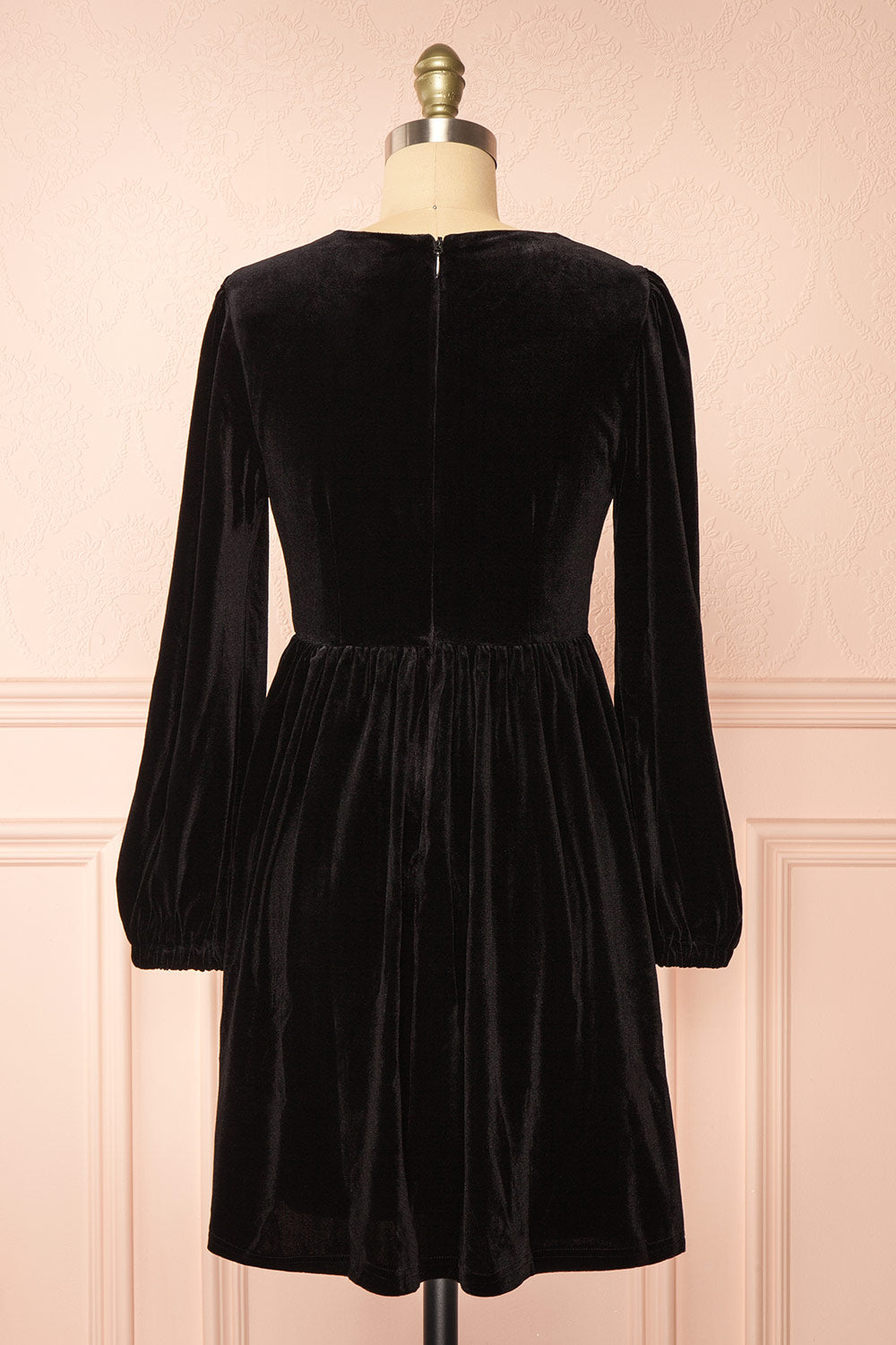 Dazzlina Black Velvet Dress w/ Bows | Boutique 1861 back view