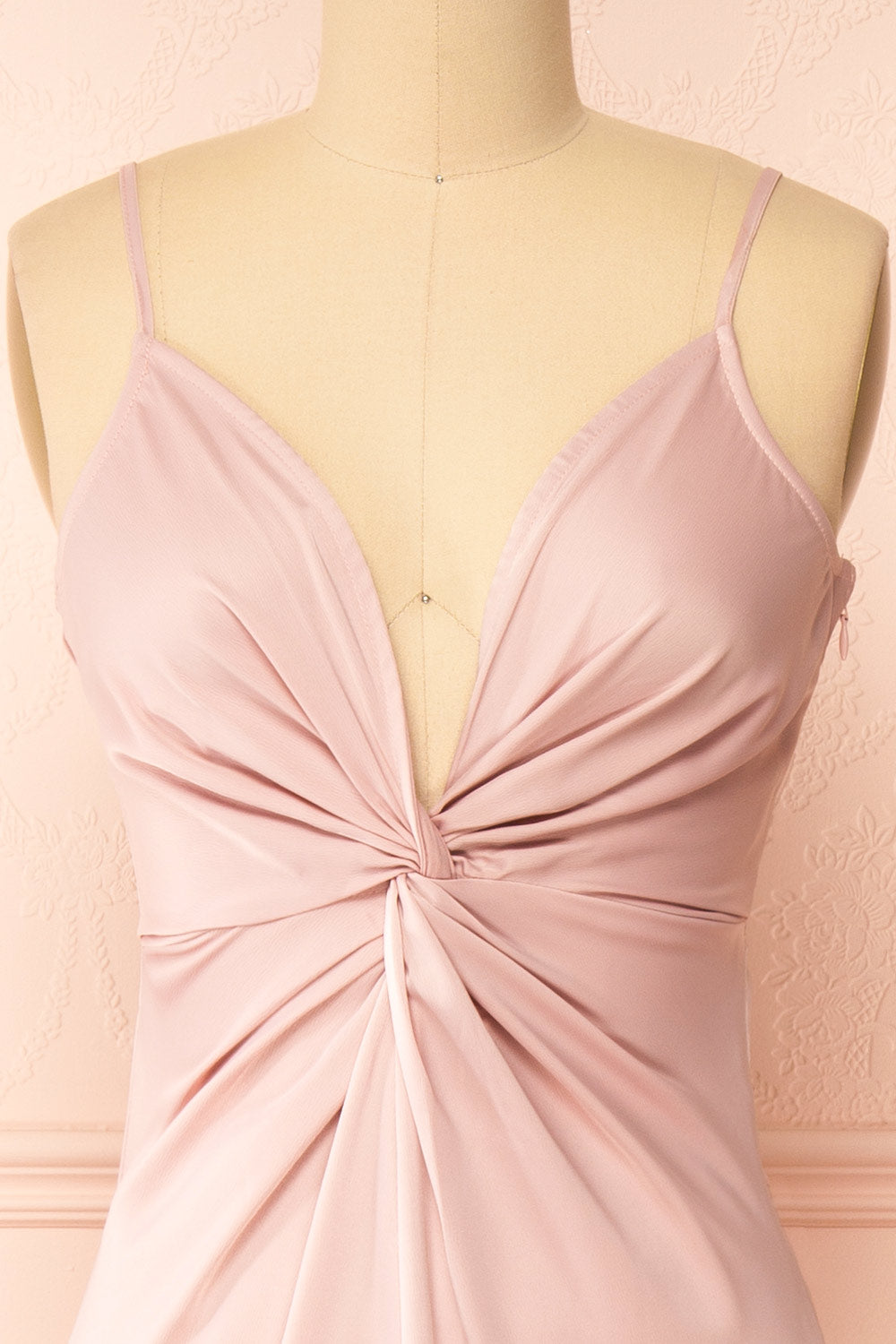 Deborah Maxi Pink Dress w/ Deep Neckline | Boutique 1861 front