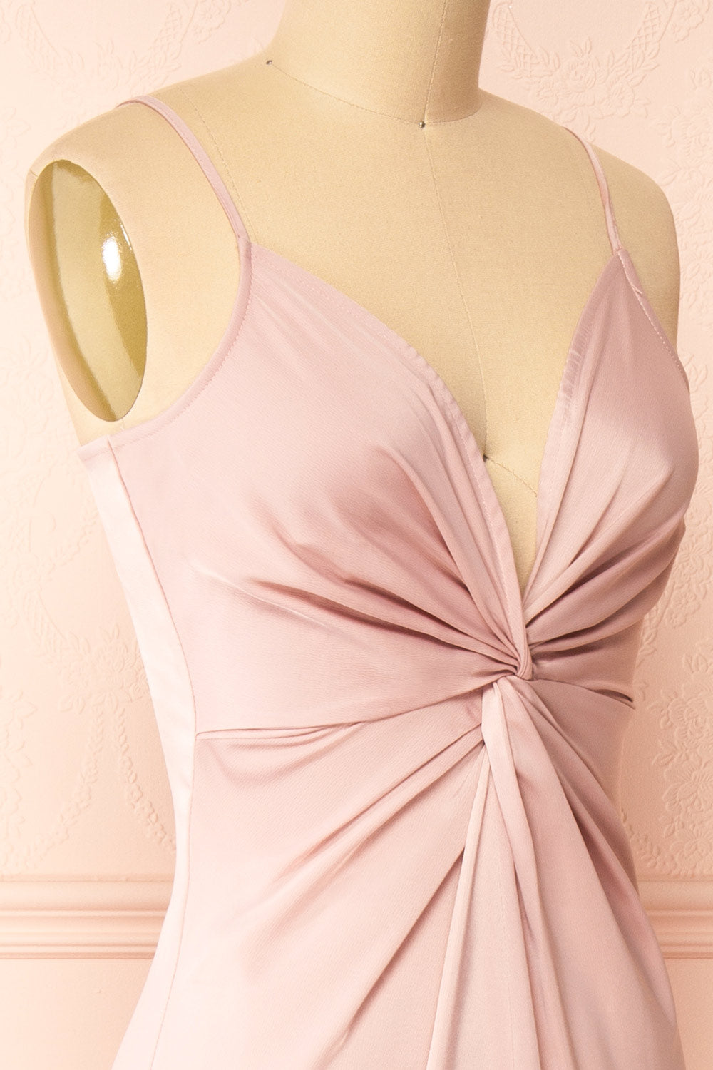Deborah Maxi Pink Dress w/ Deep Neckline | Boutique 1861 side