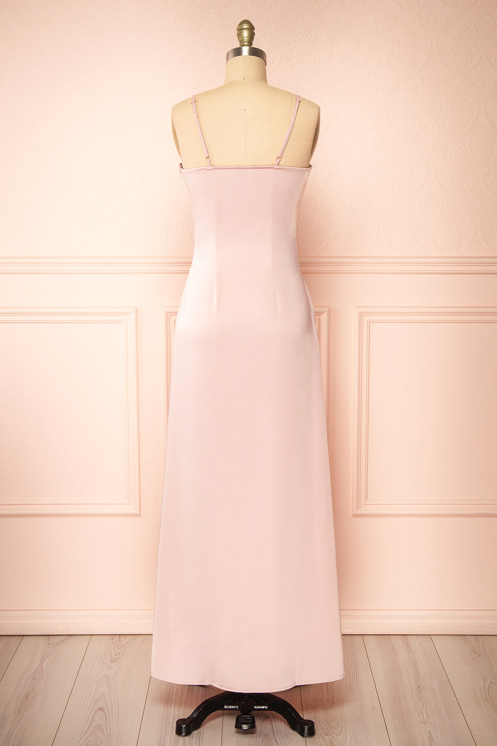 Deborah Maxi Pink Dress w/ Deep Neckline | Boutique 1861 back view