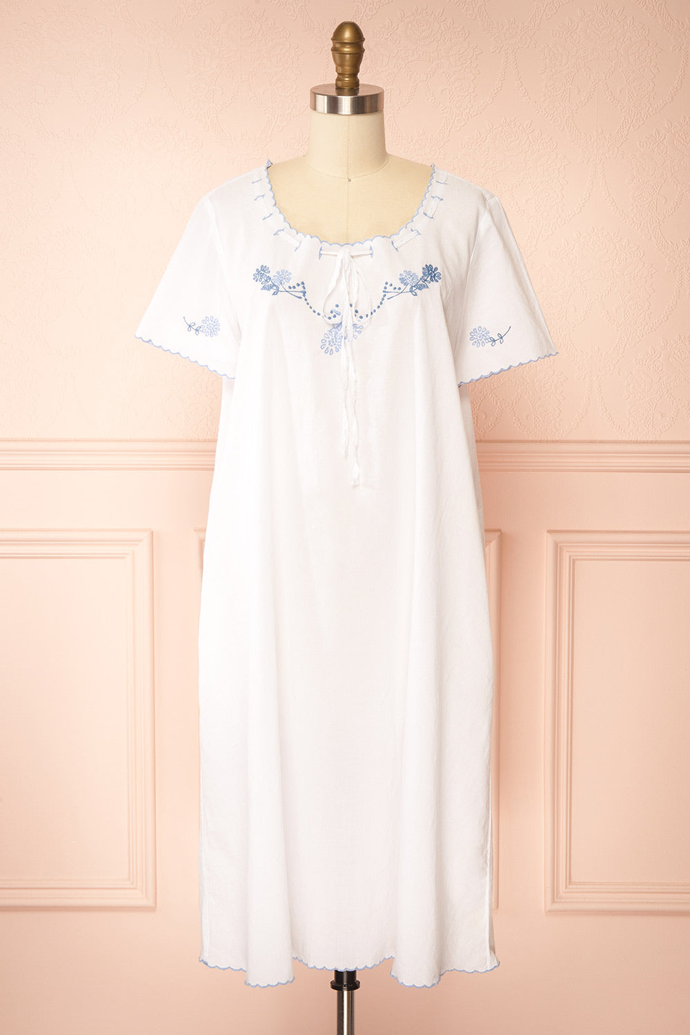 Deirdre White Midi Nightgown with Pockets by April Cornell | Boutique 1861 front view