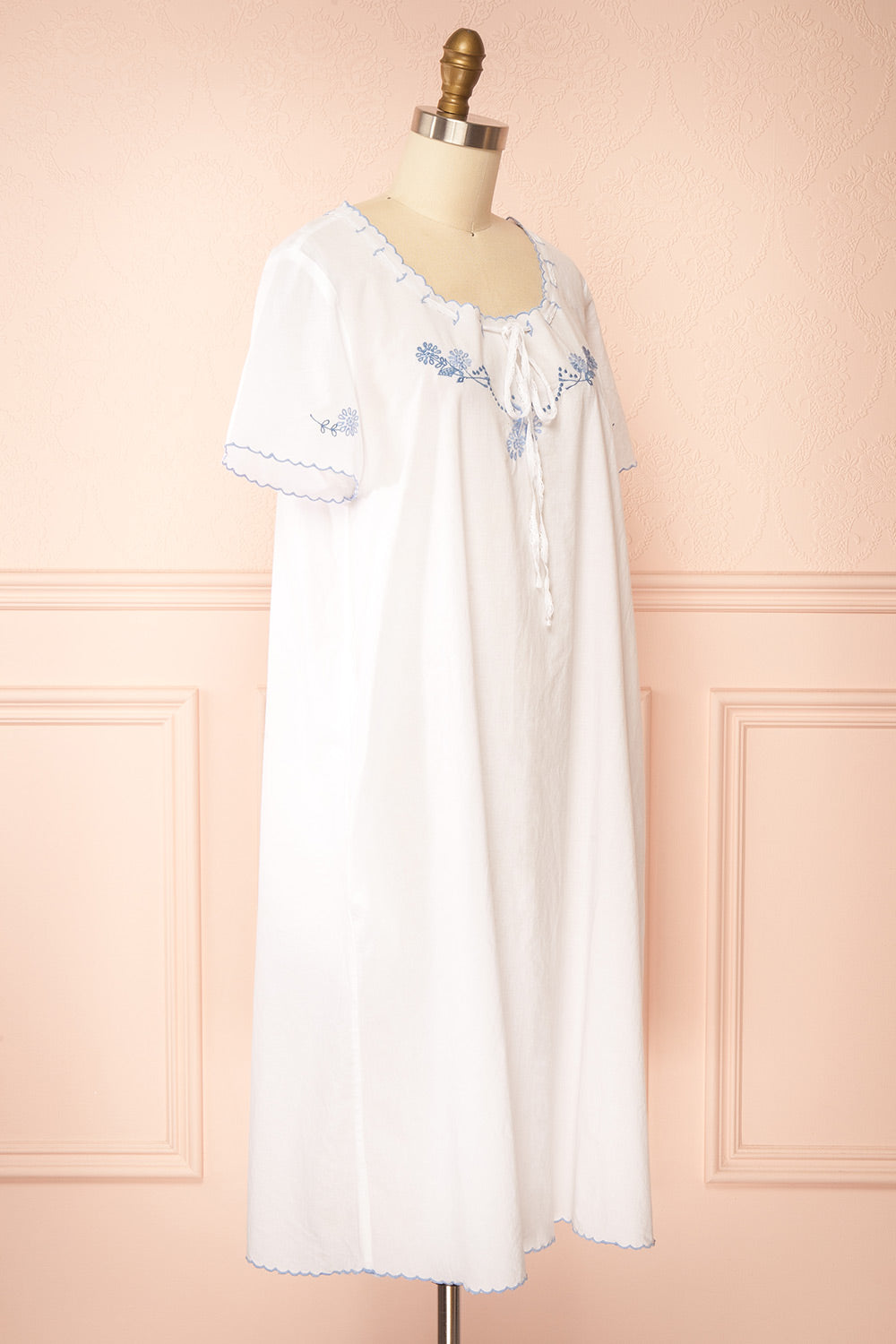 Deirdre White Midi Nightgown with Pockets by April Cornell | Boutique 1861 side view