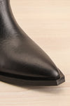 Deka Black-Beige Leather & Suede Cowboy Boots | La petite garçonne front close-up
