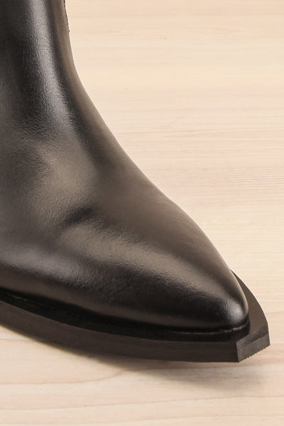 Deka Black Leather & Suede Cowboy Boots | La petite garçonne front close-up