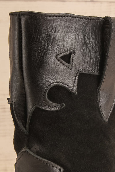 Deka Black Leather & Suede Cowboy Boots | La petite garçonne back close-up