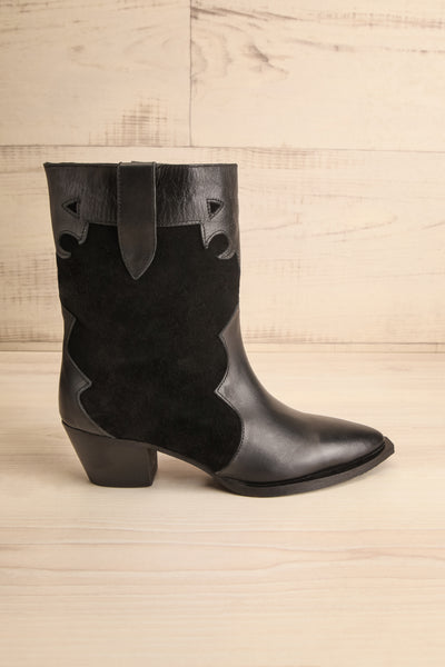 Deka Black Leather & Suede Cowboy Boots | La petite garçonne side view