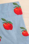 Delatte Blue Apple Print Crew Socks | Boutique 1861 close-up