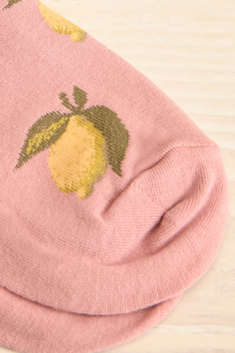 Delatte Pink Lemon Print Crew Socks | Boutique 1861 details