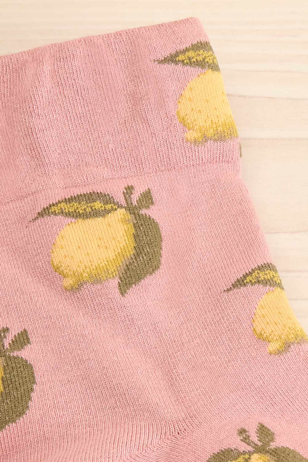 Delatte Pink Lemon Print Crew Socks | Boutique 1861 close-up
