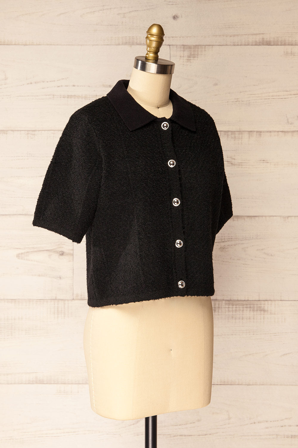 Denton Black Short Sleeve Knit Top | La petite garçonne side view