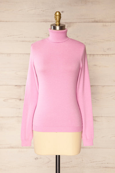 Derby Pink Knit Turtleneck w/ Long Sleeves | La petite garçonne front view