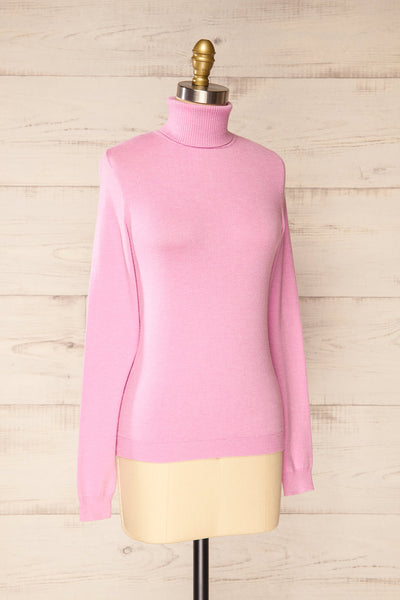 Derby Pink Knit Turtleneck w/ Long Sleeves | La petite garçonne side view
