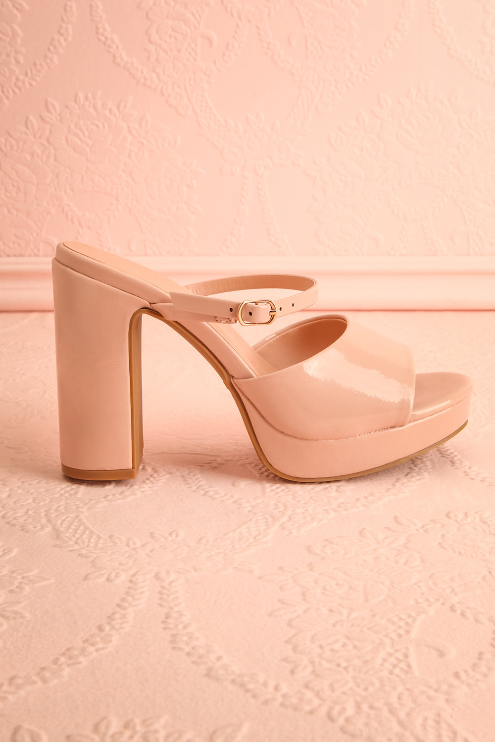 Dermale Beige High Heel Sandals | Boutique 1861 side view