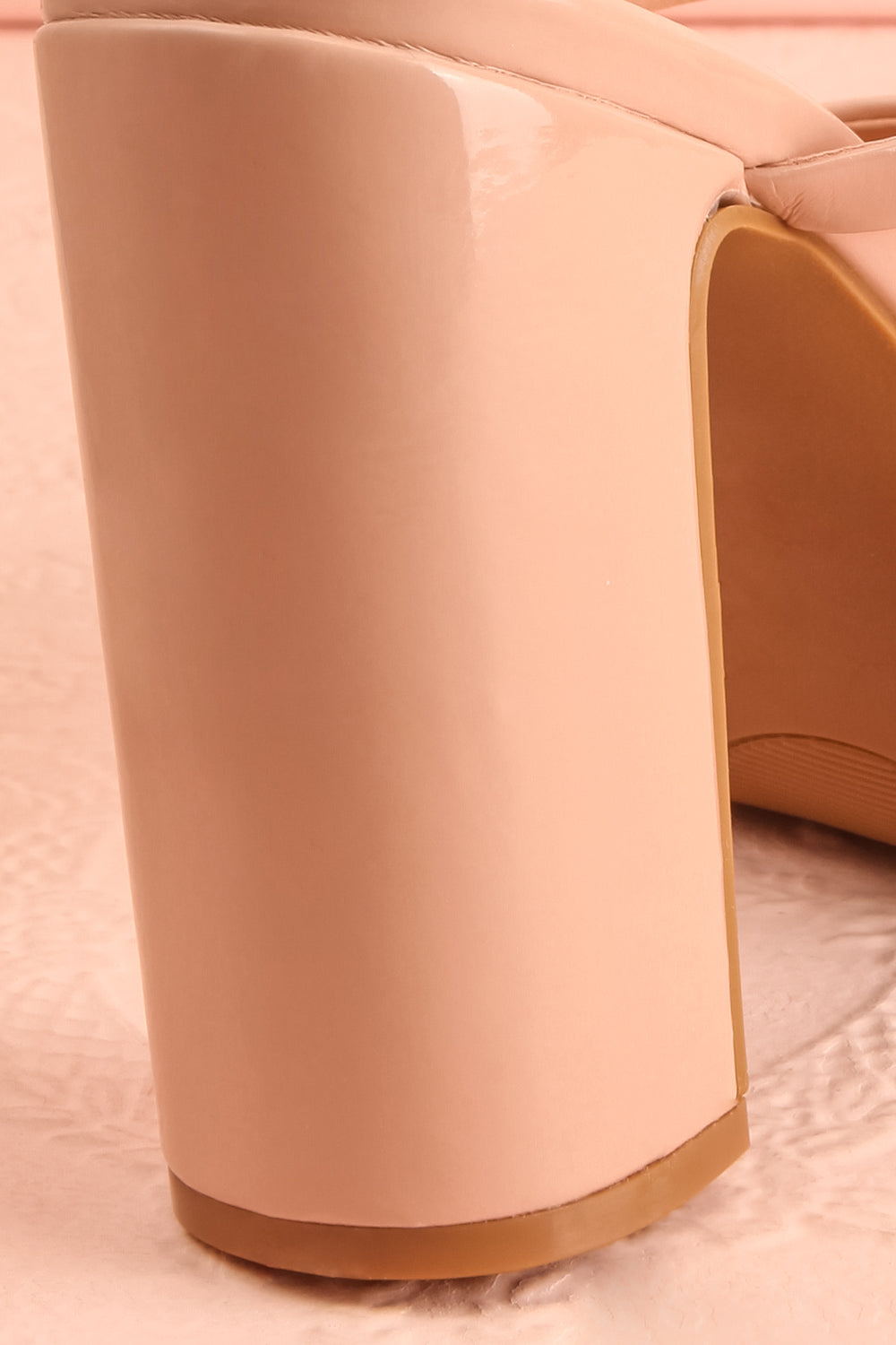 Dermale Beige High Heel Sandals | Boutique 1861 back close-up