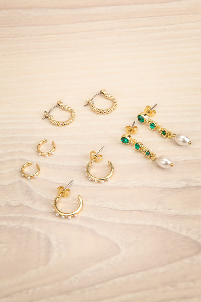 Deuce Set of 4 Pairs of Golden Earrings | La petite garçonne