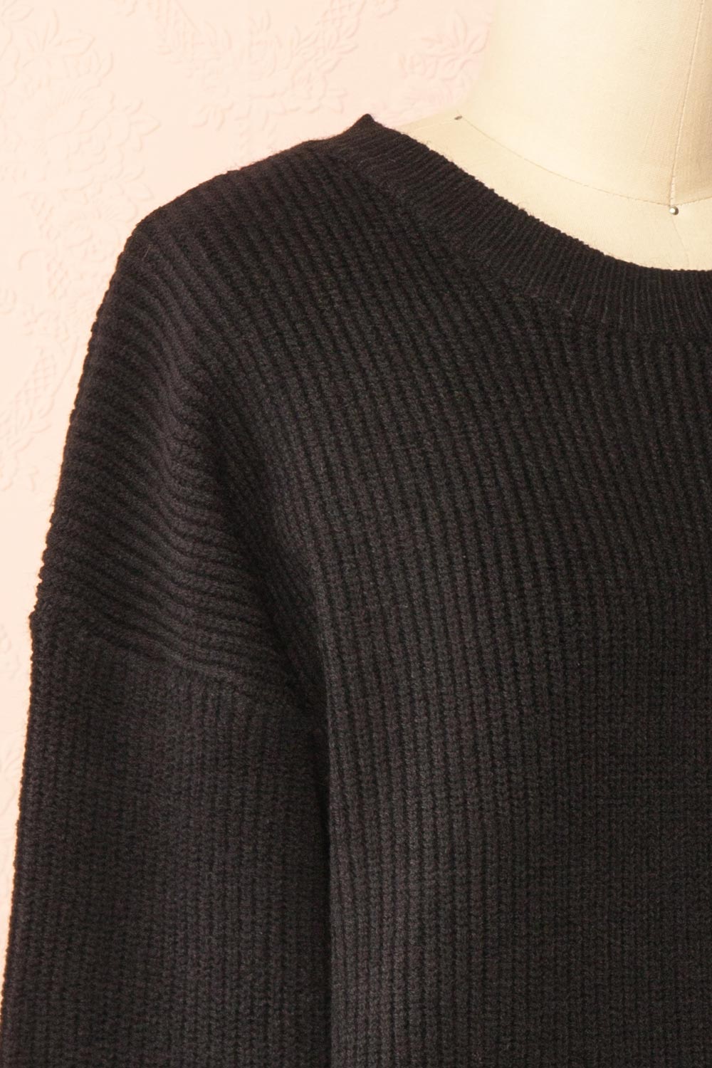 Dharapani Black Sweater with Pleated Flower | Boutique 1861 side