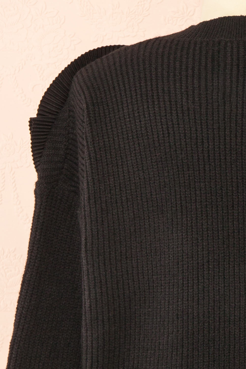 Dharapani Black Sweater with Pleated Flower | Boutique 1861 back