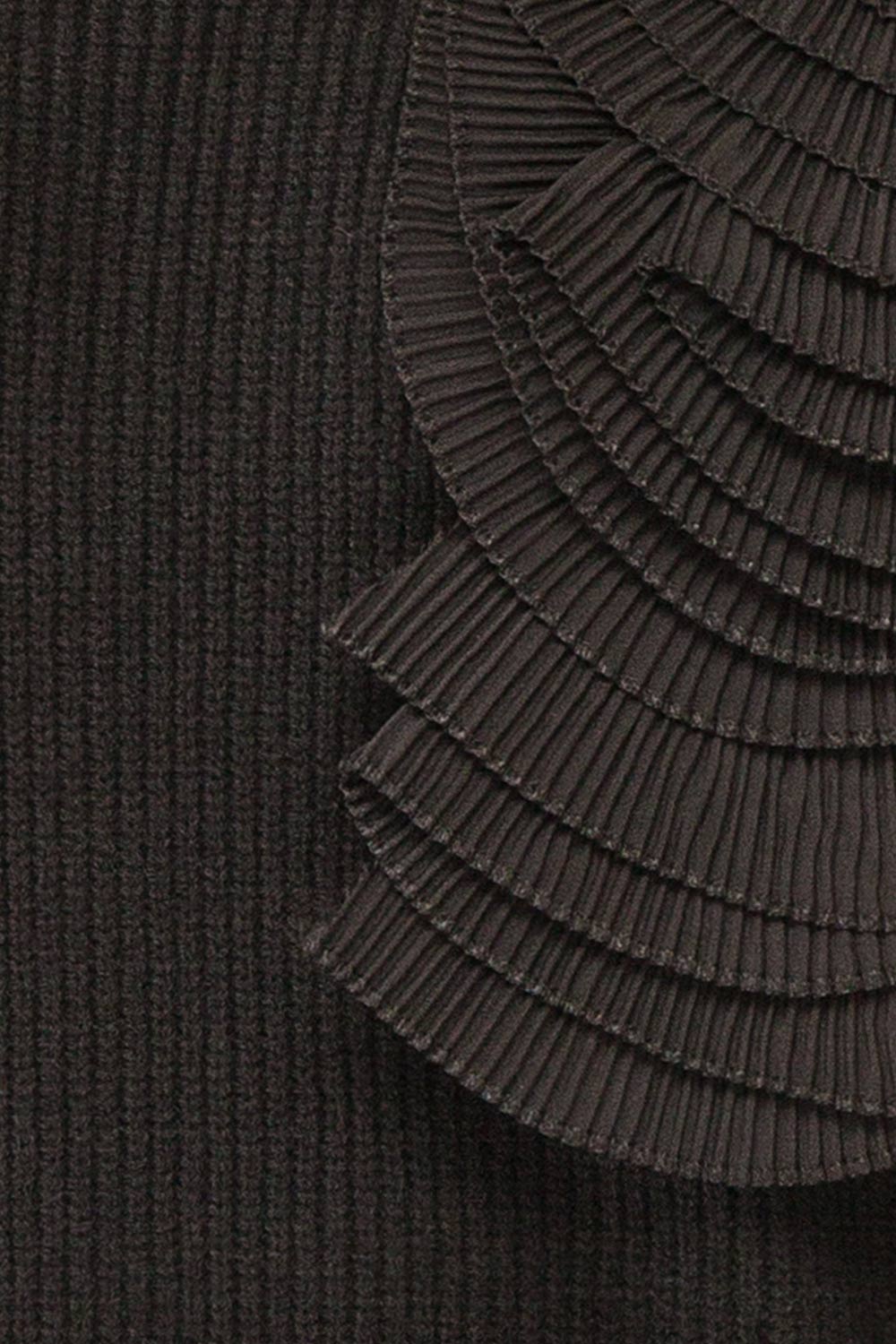 Dharapani Black Sweater with Pleated Flower | Boutique 1861 fabric